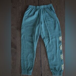 Victoria Secret PINK jogger pants green with flowers size large